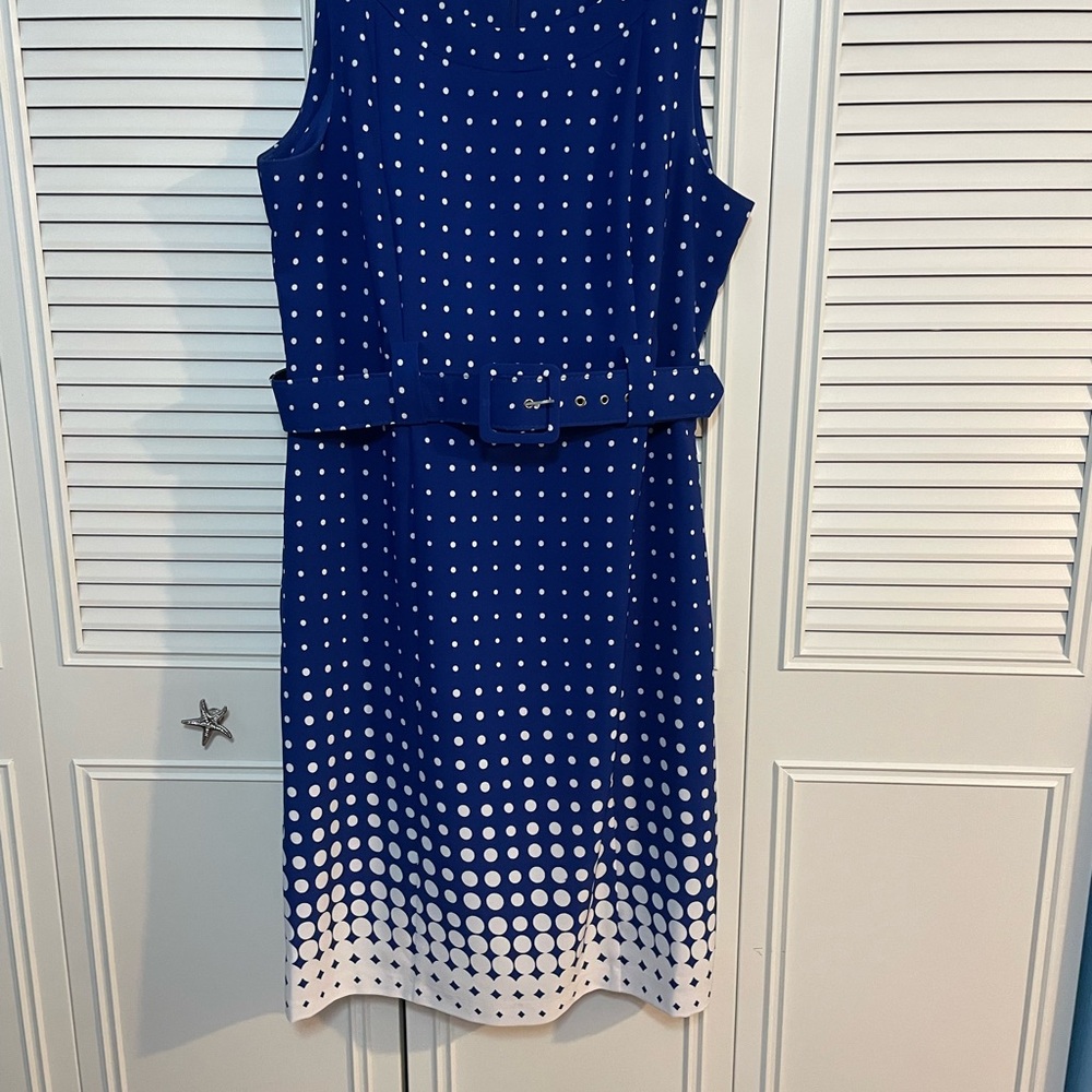 Blue Polka Dot Belted Tank Dress